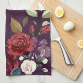 Gepersonaliseerde keuken handdoek pruim Paarse Roz (Quarter Fold)