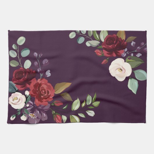 Gepersonaliseerde keuken handdoek pruim Paarse Roz (Horizontaal)