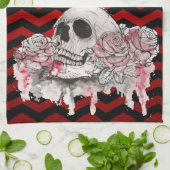 Gepersonaliseerde keuken handdoek schedel Roos got (Gevouwen)