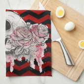 Gepersonaliseerde keuken handdoek schedel Roos got (Quarter Fold)