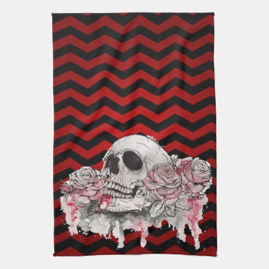 Gepersonaliseerde keuken handdoek schedel Roos got (Verticaal)