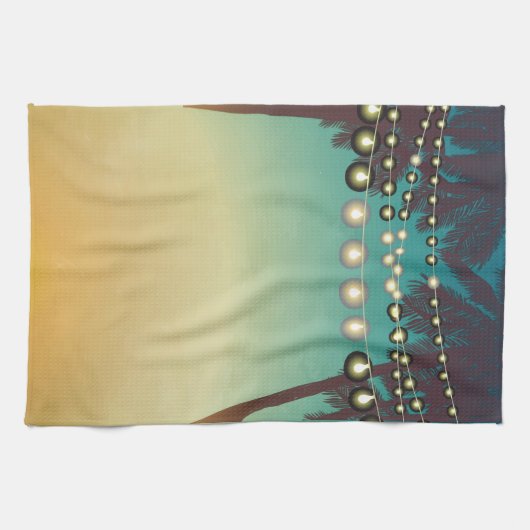 Gepersonaliseerde keuken handdoek strand zonsonder (Horizontaal)