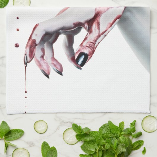Gepersonaliseerde Keuken Handdoek zombie bloed dru (Gevouwen)