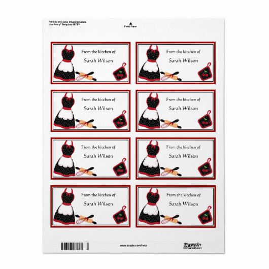 Gepersonaliseerde keuken Labels groot formaat (Full Sheet)