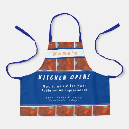 Gepersonaliseerde keuken Open + 3Comments Fun Schort (Voorkant)