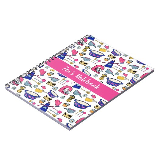Gepersonaliseerde keukenbenodigdheden Patroon naam Notitieboek (Linkerzijde)