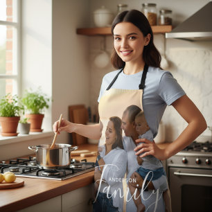 Gepersonaliseerde keukencadeau met familiefoto en schort