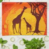 Gepersonaliseerde keukenhanddoek Afrikaanse Safari (Gevouwen)