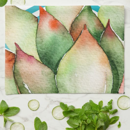 Gepersonaliseerde keukenhanddoek Boho Cactussen Ca (Gevouwen)