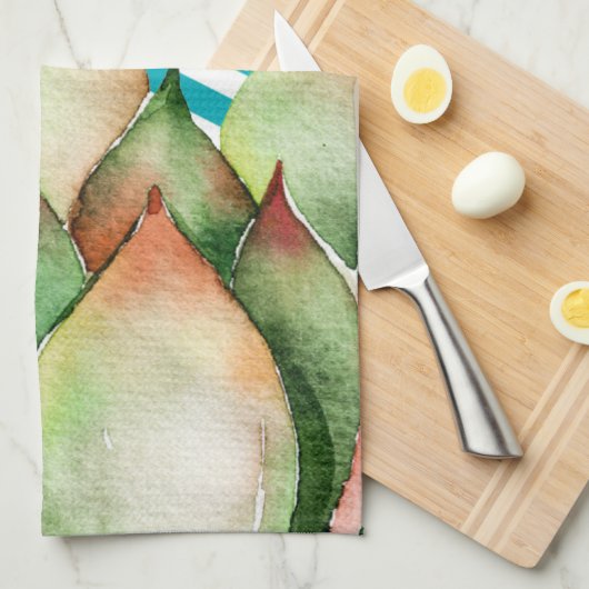 Gepersonaliseerde keukenhanddoek Boho Cactussen Ca (Quarter Fold)