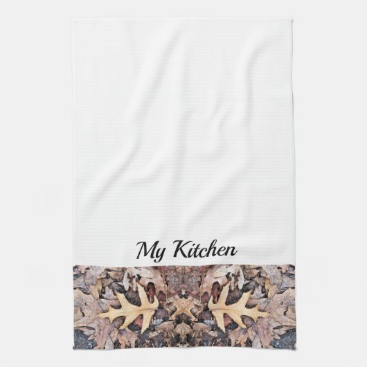 Gepersonaliseerde keukenhanddoek - Herfst eikenbla (Verticaal)