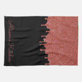 Gepersonaliseerde keukenhanddoek roze glittersuike (Horizontaal)