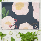 Gepersonaliseerde keukenhanddoek Witte Bloemen op (Gevouwen)