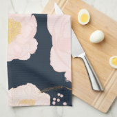 Gepersonaliseerde keukenhanddoek Witte Bloemen op (Quarter Fold)