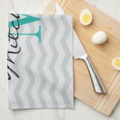 Gepersonaliseerde keukenhanddoeken van grijze mono (Quarter Fold)