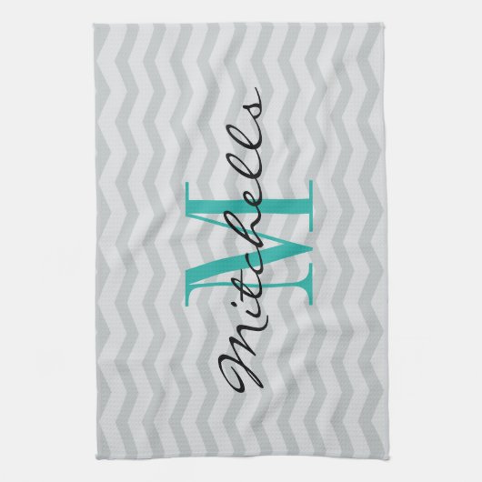 Gepersonaliseerde keukenhanddoeken van grijze mono (Verticaal)