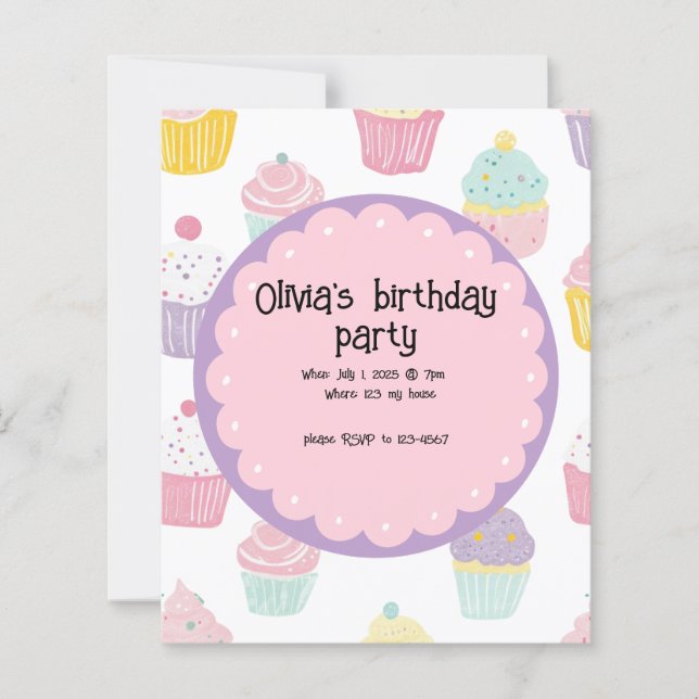 Gepersonaliseerde Kids verjaardag cupcake ontwerp (Voorkant)