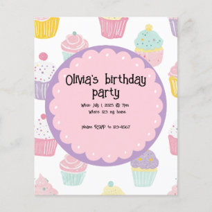 Gepersonaliseerde Kids verjaardag cupcake ontwerp Flyer
