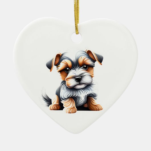 Gepersonaliseerde kijker Terrier Puppy Keramisch Ornament (Voorkant)