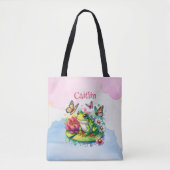 Gepersonaliseerde kikker, bloemen en vlinders Baby Tote Bag (Voorkant)