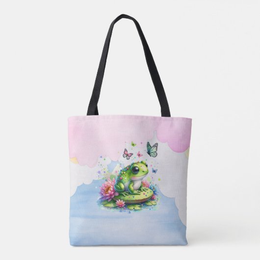 Gepersonaliseerde kikker, bloemen en vlinders Baby Tote Bag (Achterkant)