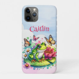 Gepersonaliseerde kikker, bloemen en vlinders Case-Mate iPhone case