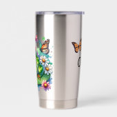 Gepersonaliseerde kikker met bloemen op Lilypad Geïsoleerde Drinkbeker (Links)