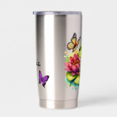 Gepersonaliseerde kikker met bloemen op Lilypad Geïsoleerde Drinkbeker (Rechts)