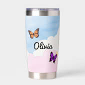 Gepersonaliseerde kikker met bloemen op Lilypad Geïsoleerde Drinkbeker (Achterkant)