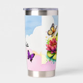 Gepersonaliseerde kikker met bloemen op Lilypad Geïsoleerde Drinkbeker (Rechts)