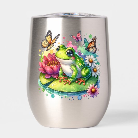 Gepersonaliseerde kikker met bloemen op Lilypad Is (Voorkant)