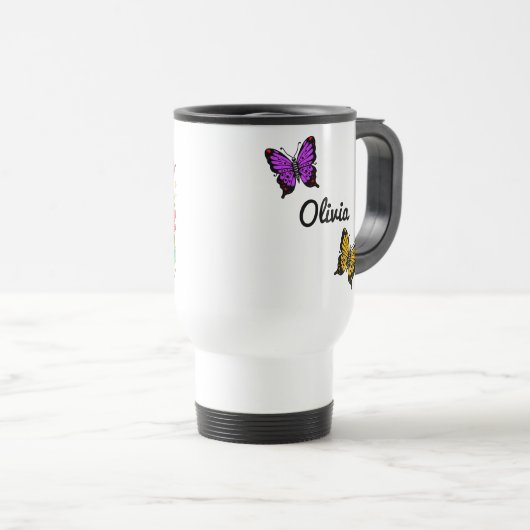 Gepersonaliseerde kikker met bloemen op Lilypad Reisbeker (Voorkant rechts)