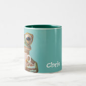 Gepersonaliseerde kikker met bril tweekleurige koffiemok (Center)