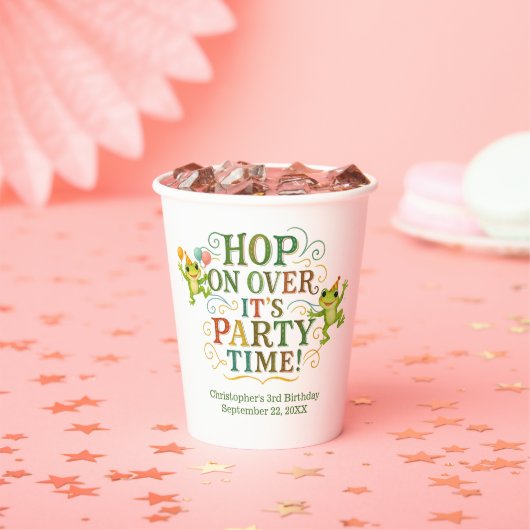 Gepersonaliseerde kikker peuter Kinder jongen meis Papieren Bekers (Insitu)