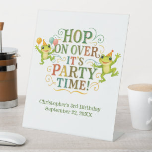 Gepersonaliseerde kikker peuter Kinder jongen meis Reclamebord Met Voetstuk