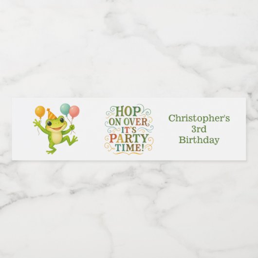 Gepersonaliseerde kikker peuter Kinder jongen meis Waterfles Etiket (Enkel label)