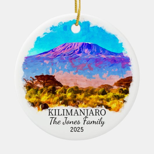 Gepersonaliseerde Kilimanjaro Ornament, Tanzania G Keramisch Ornament (Voorkant)
