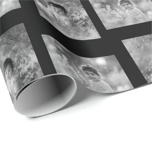 Gepersonaliseerde Kind 2 Foto zwart-wit Cadeaupapier (Rol Hoek)