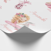 Gepersonaliseerde Kind Ballet Ballerina Eenhoorn B Cadeaupapier (Hoek)