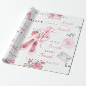 Gepersonaliseerde kind ballet ballerina roze cadeaupapier (Uitgerold)