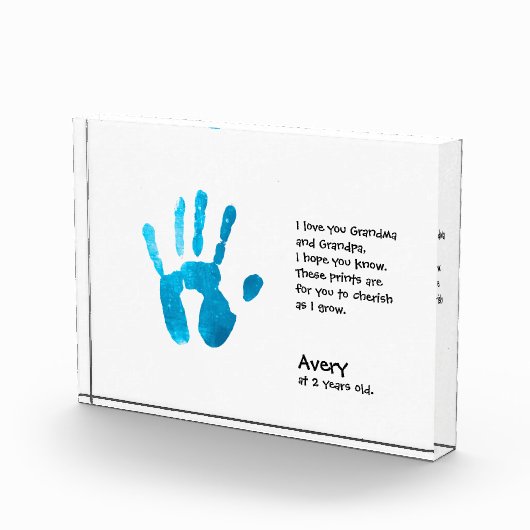 Gepersonaliseerde kind handafdruk voor oma fotoblokken (Rechts)