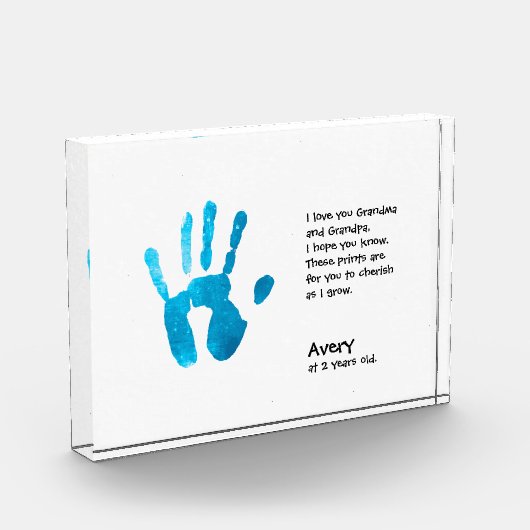 Gepersonaliseerde kind handafdruk voor oma fotoblokken (Links)