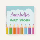 Gepersonaliseerde Kind kunstpotloden schets Notitieboek (Voorkant)