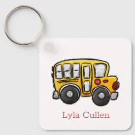 Gepersonaliseerde kind rugzak Label schoolbus Sleutelhanger