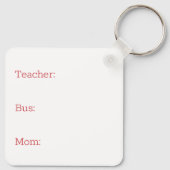 Gepersonaliseerde kind rugzak Label schoolbus Sleutelhanger (Achterkant)