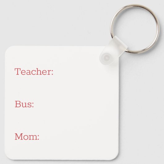 Gepersonaliseerde kind rugzak Label schoolbus Sleutelhanger (Achterkant)