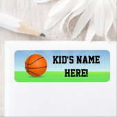 Gepersonaliseerde Kind sport basketbal naam school Etiket (Insitu)
