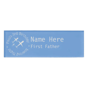 Gepersonaliseerde Kind Verjaardag Vliegtuigen Blue Naambadge