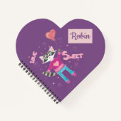 Gepersonaliseerde kind wasbeer paarse notitieboek (Voorkant)