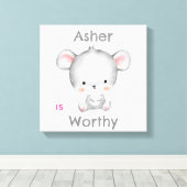 Gepersonaliseerde Kinder Affirmatie Deco | grijze  Canvas Afdruk (Insitu (Houten vloer))